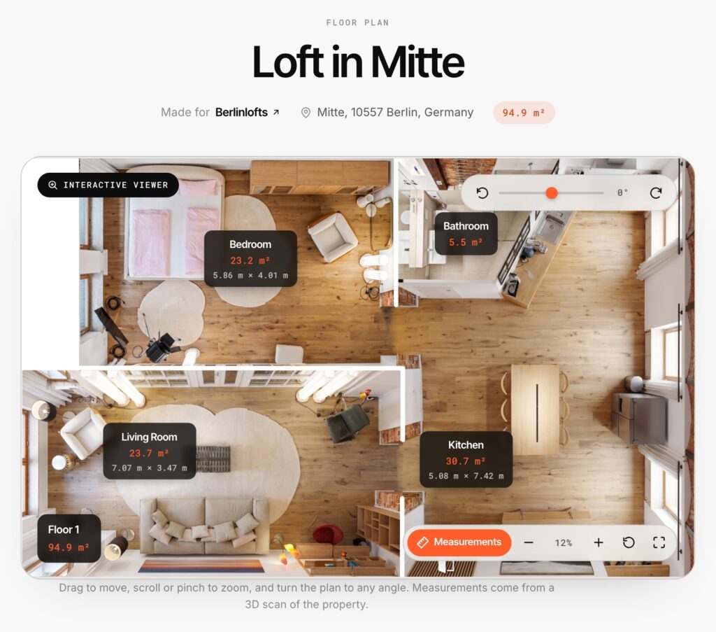 A floor plan viewer page hosted on pixel-studio.space