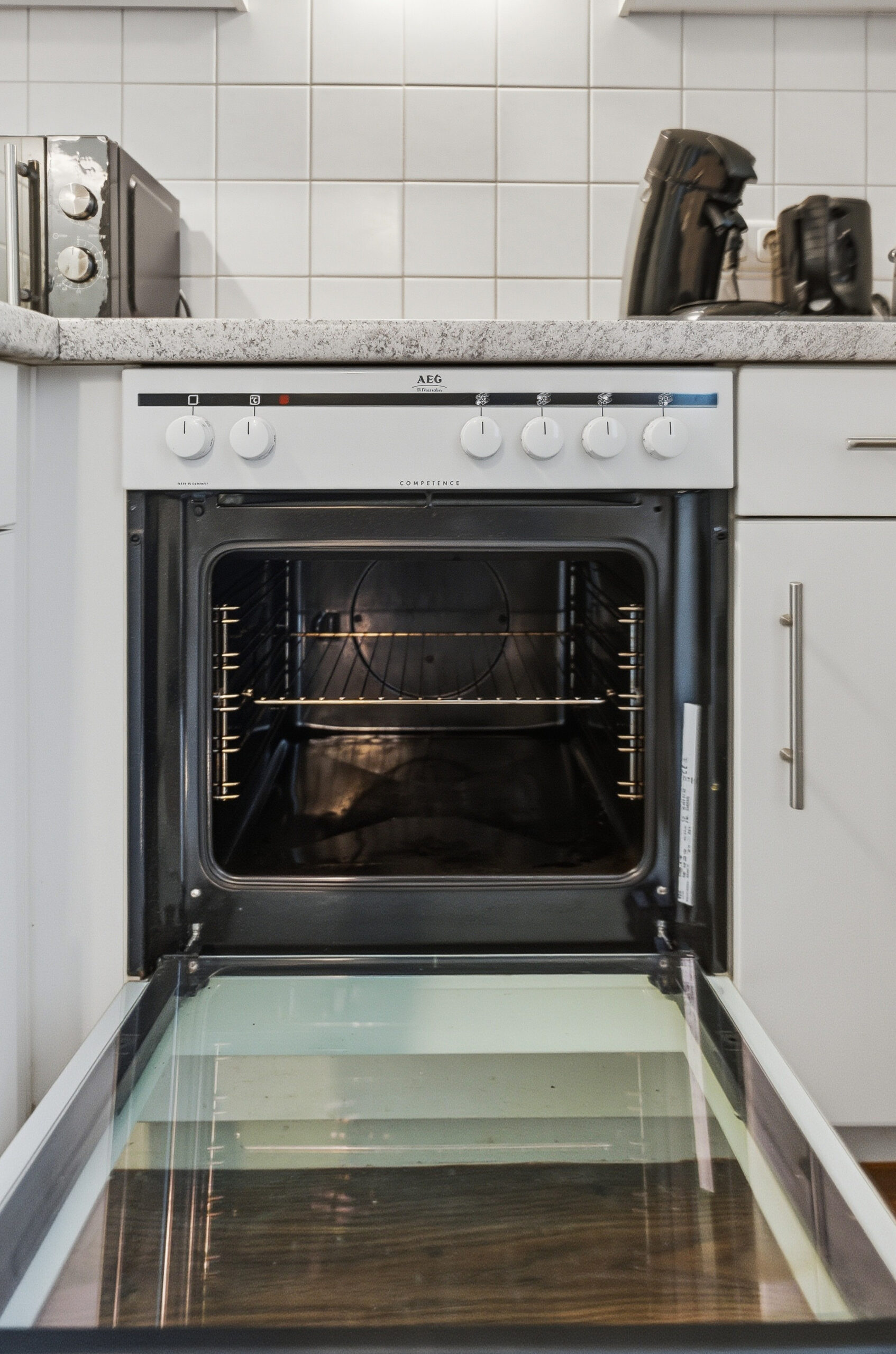Open oven detail in kitchen